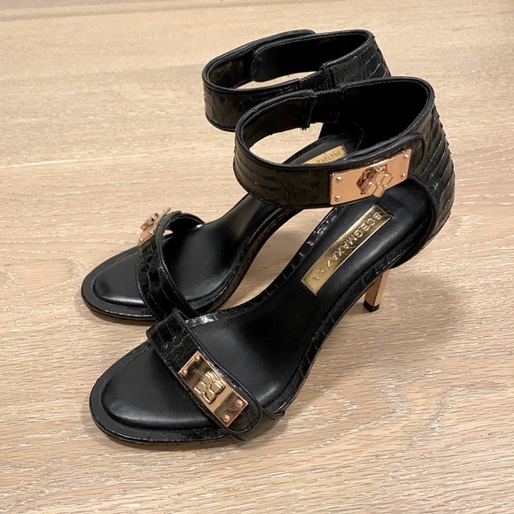 NWOT Black snakeskin detailing heels size 35.5. - Picture 1 of 9